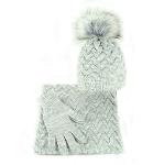 Conjunto de invierno para mujer, gorro con pompón, bufanda y guantes