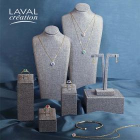 Expositores de lujo para joyas con aspecto de microfibra y l